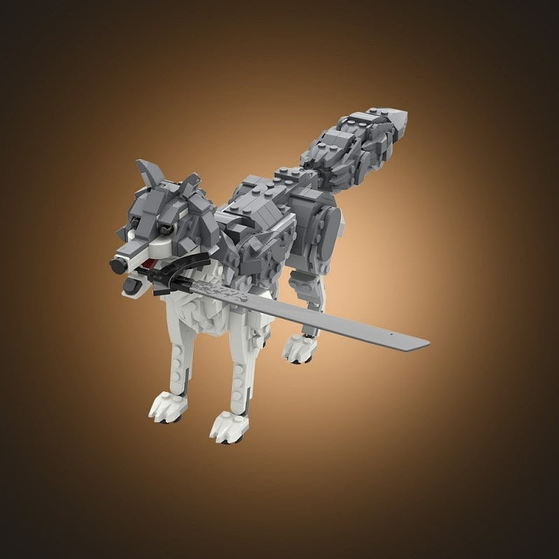 Ancient Guardian Wolf MOC Fantasy Beast Building Kit With Sword - 6