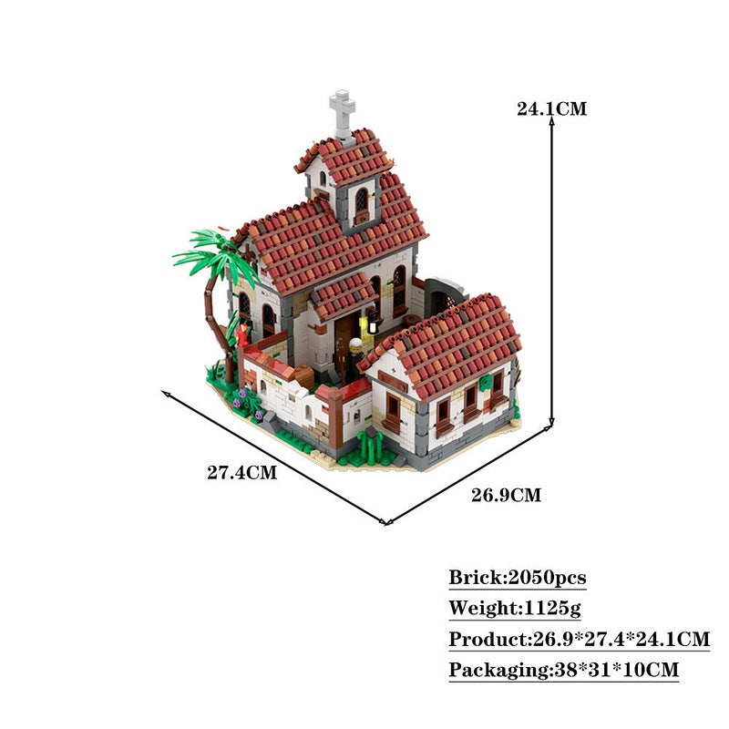 Caribbean Church MOC Building Kit | Pirate Island Architecture Model - 4