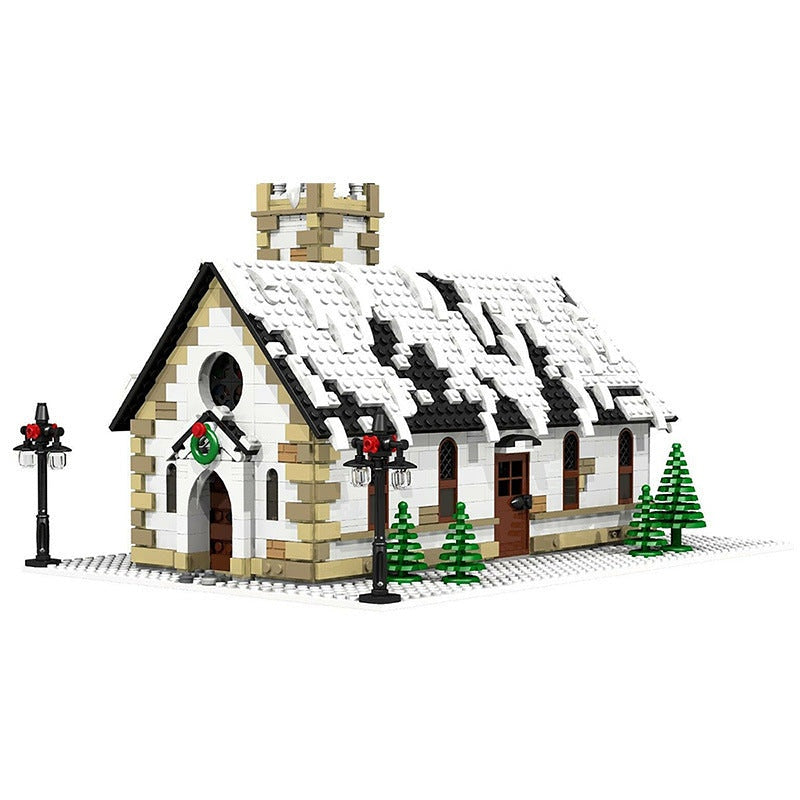 Christmas Winter Church MOC Building Kit | Snowy Village Architecture - 4