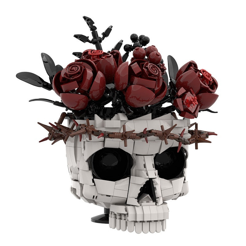 Gothic Skull & Eternal Rose MOC Building Kit for Dark Fantasy Display - 8