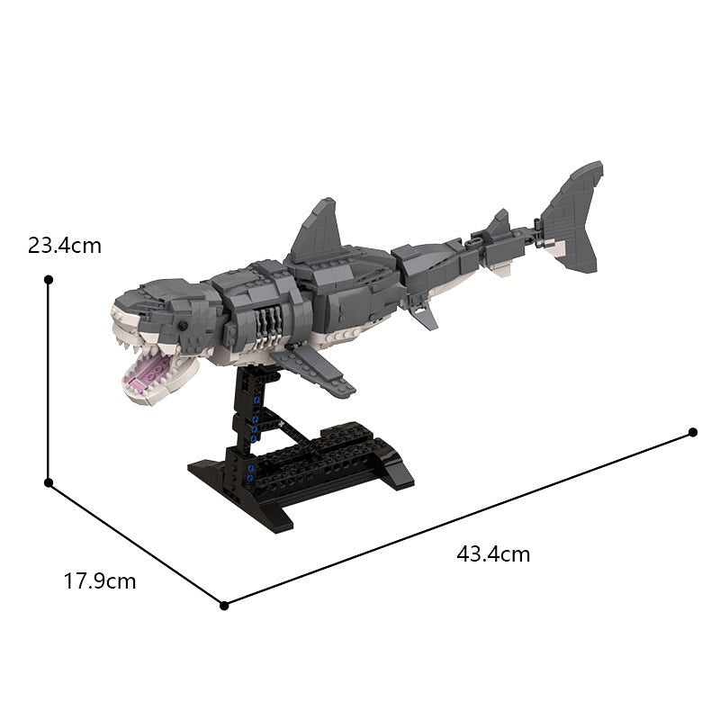Great White Shark MOC Building Kit | 1:11 Scale Ocean Predator Model Set - 5