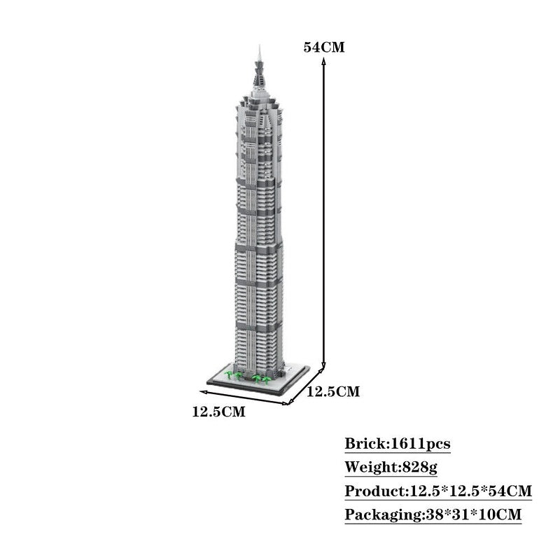 Jin Mao Tower MOC Skyscraper Architecture Building Kit 1:800 Scale - 4