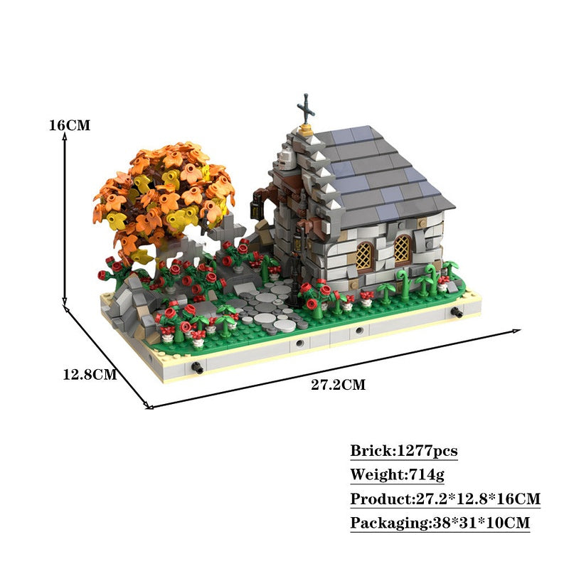 Medieval Cemetery MOC Building Kit | Tomb Architecture Diorama Model - 4