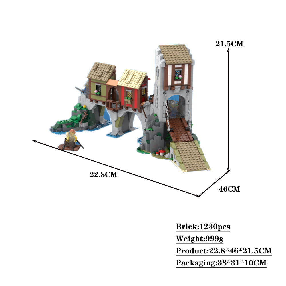 Medieval Merchant's Bridge Building Kit | Expansion for Castle | Compatible MOC - 4