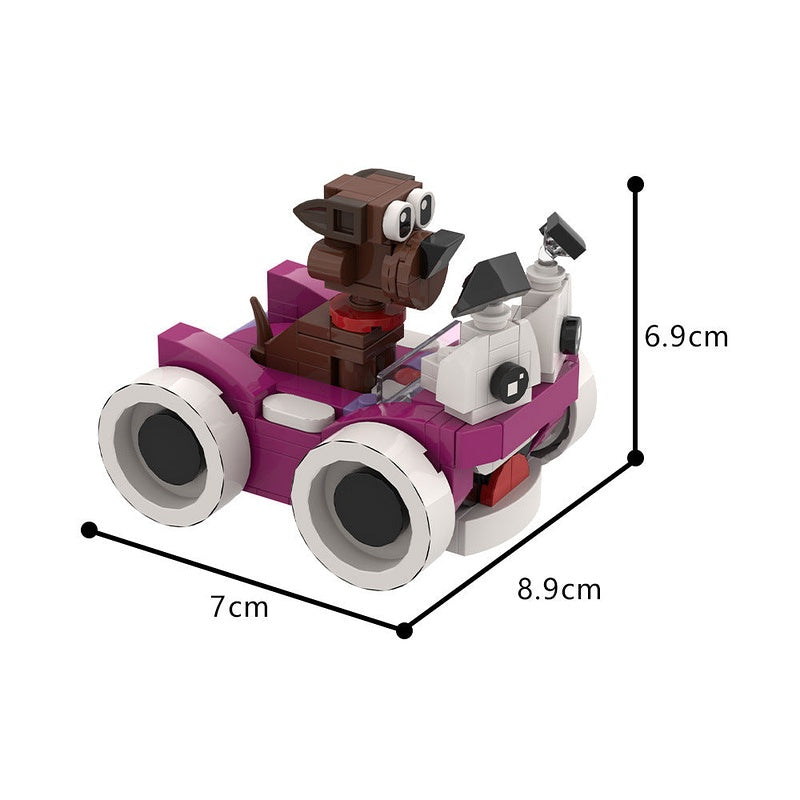 Purple Cartoon Car & Puppy MOC Building Kit - 5