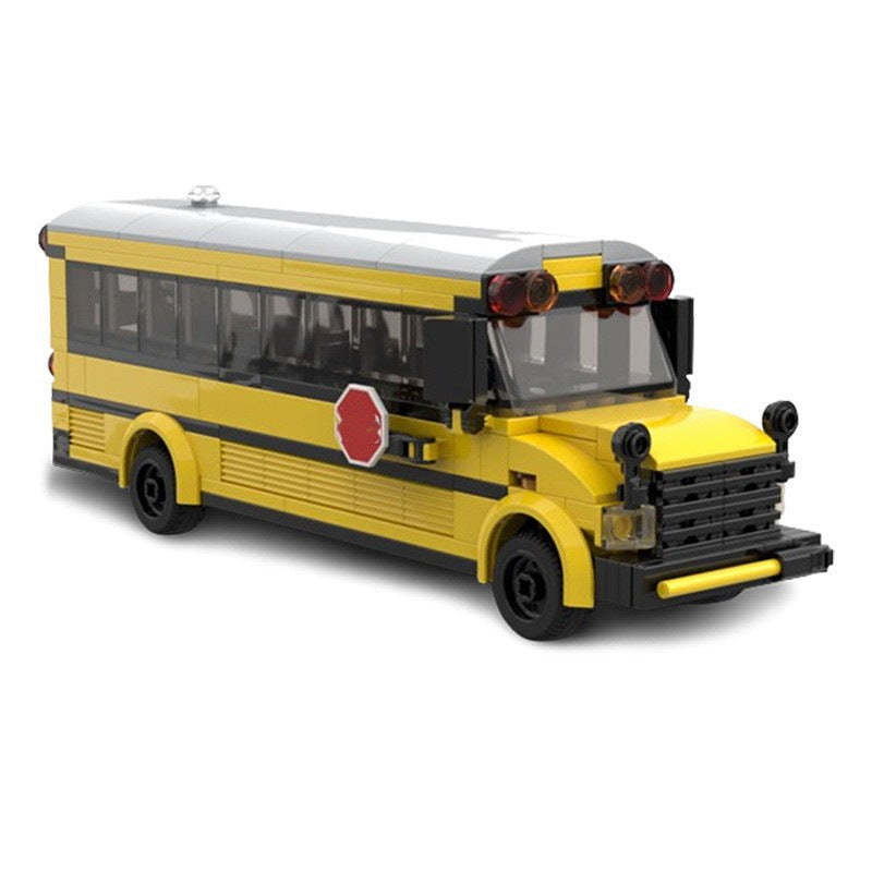 School Bus MOC Building Kit | Realistic Yellow Bus Vehicle Model - 5