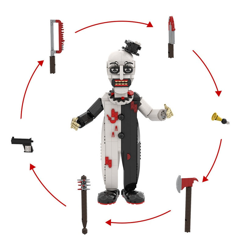 Terrifying Monochrome Clown Character MOC Building Kit | Horror Figure - 5
