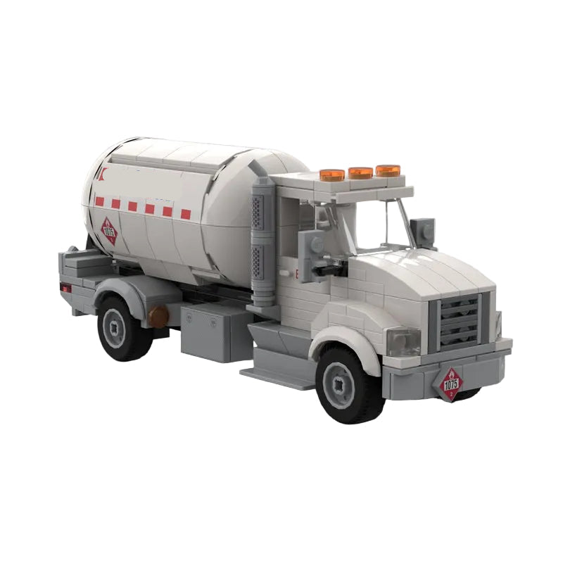 White Propane Delivery Tanker Truck MOC Building Kit - 4