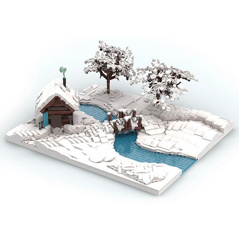 Winter Scene MOC Building Kit | Snowy Winter Village Display Model - 6