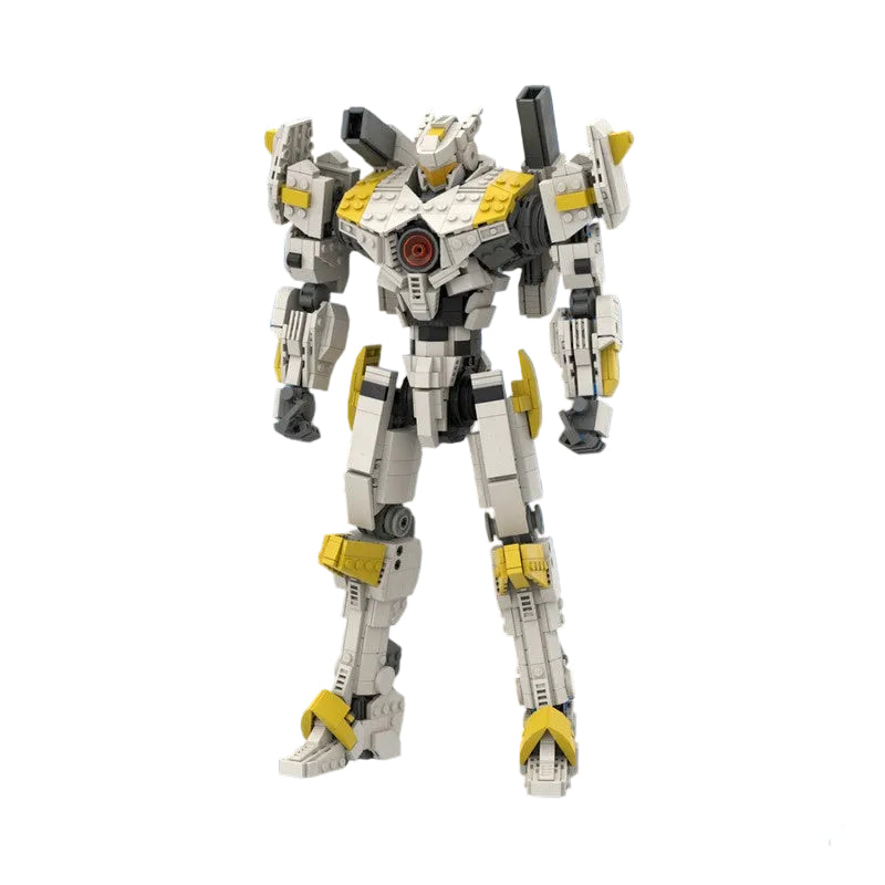 14-Inch White & Yellow Mecha MOC Building Kit | Articulated Figure - 2