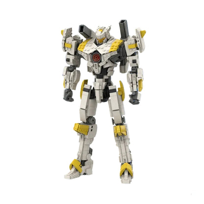14-Inch White & Yellow Mecha MOC Building Kit | Articulated Figure - 2