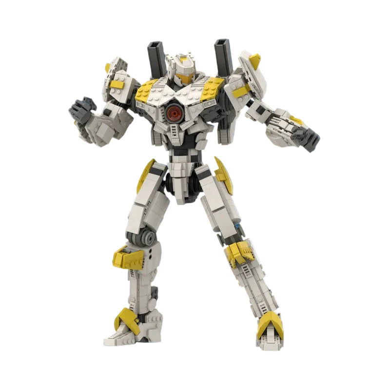 14-Inch White & Yellow Mecha MOC Building Kit | Articulated Figure - 3