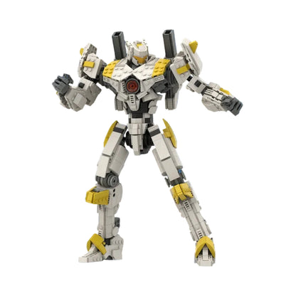 14-Inch White & Yellow Mecha MOC Building Kit | Articulated Figure - 3