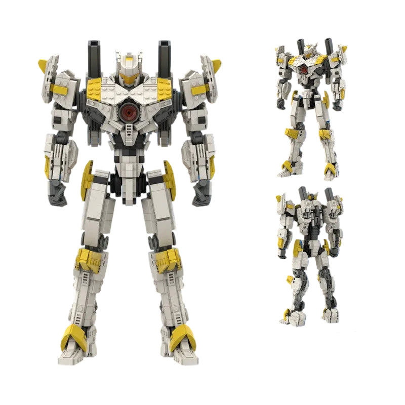 14-Inch White & Yellow Mecha MOC Building Kit | Articulated Figure - 4