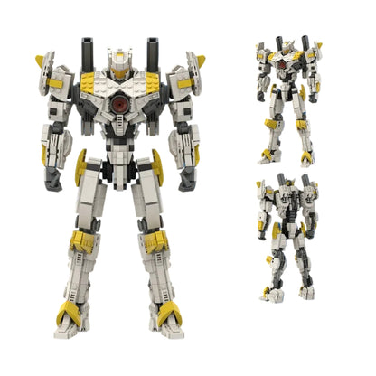 14-Inch White & Yellow Mecha MOC Building Kit | Articulated Figure - 4