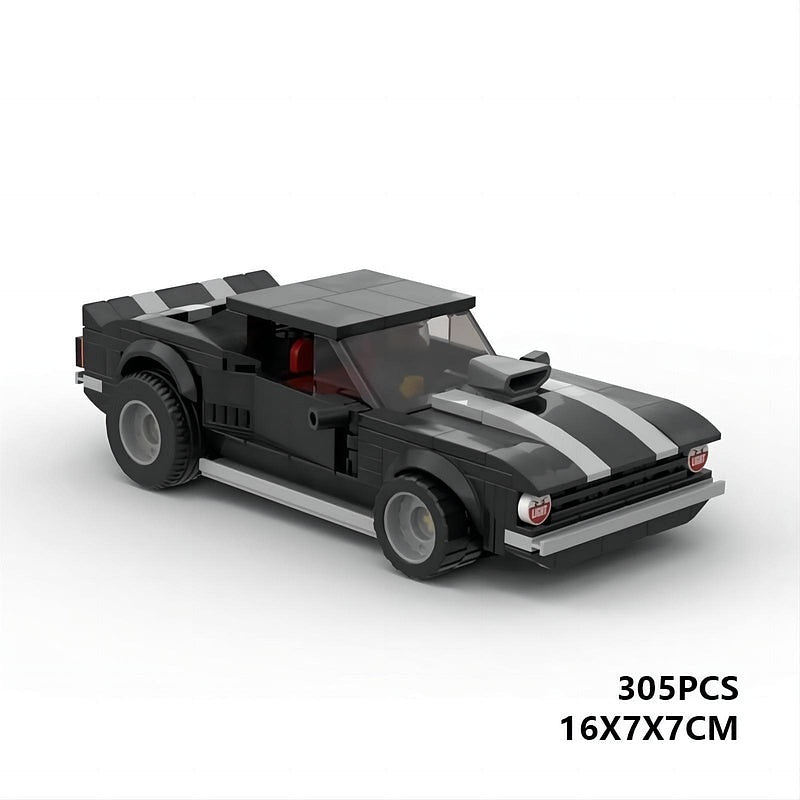 1969 V8 Supercharged Drag Muscle Car MOC Building Kit - 3