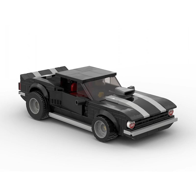 1969 Vintage V8 Supercharged Drag Muscle Car Building Kit | LEGO-Compatible MOC - 1