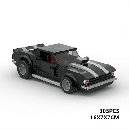 1969 Vintage V8 Supercharged Drag Muscle Car Building Kit | LEGO-Compatible MOC - 3