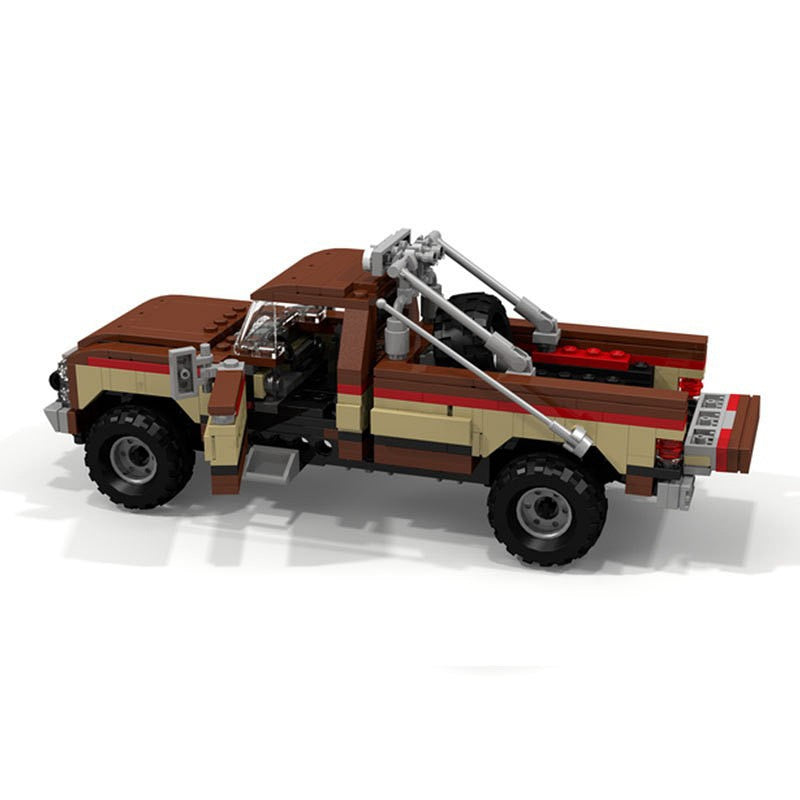 1980s Retro Stunt Pickup Truck Building Kit | 8-Wide Compatible MOC - 2