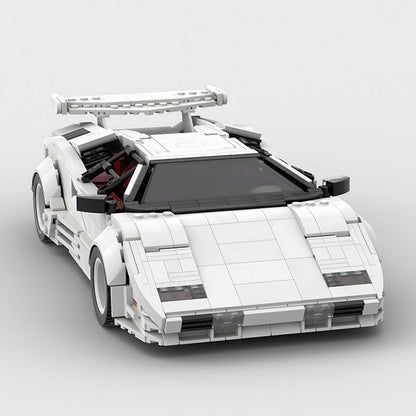 1980s Retro Wedge Supercar MOC Building Kit | 16-Studs Scissor Door Vehicle Model - 1