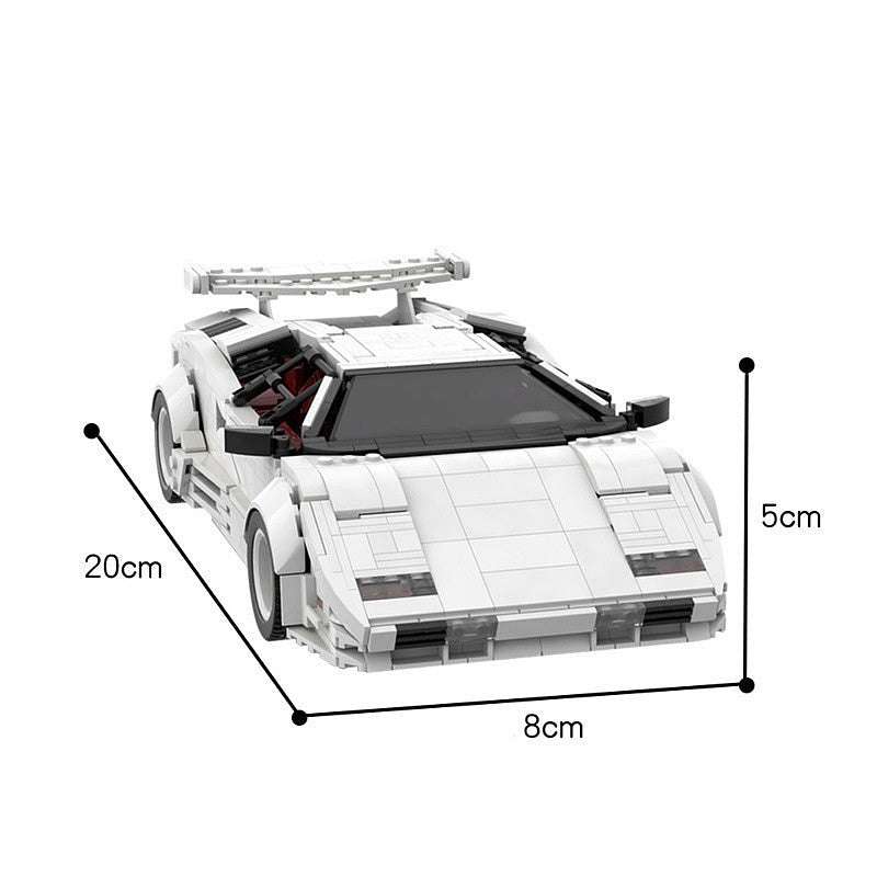 1980s Retro Wedge Supercar MOC Building Kit | 16-Studs Scissor Door Vehicle Model - 10