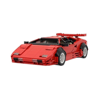 1980s Retro Wedge Supercar MOC Building Kit | 16-Studs Scissor Door Vehicle Model - 11