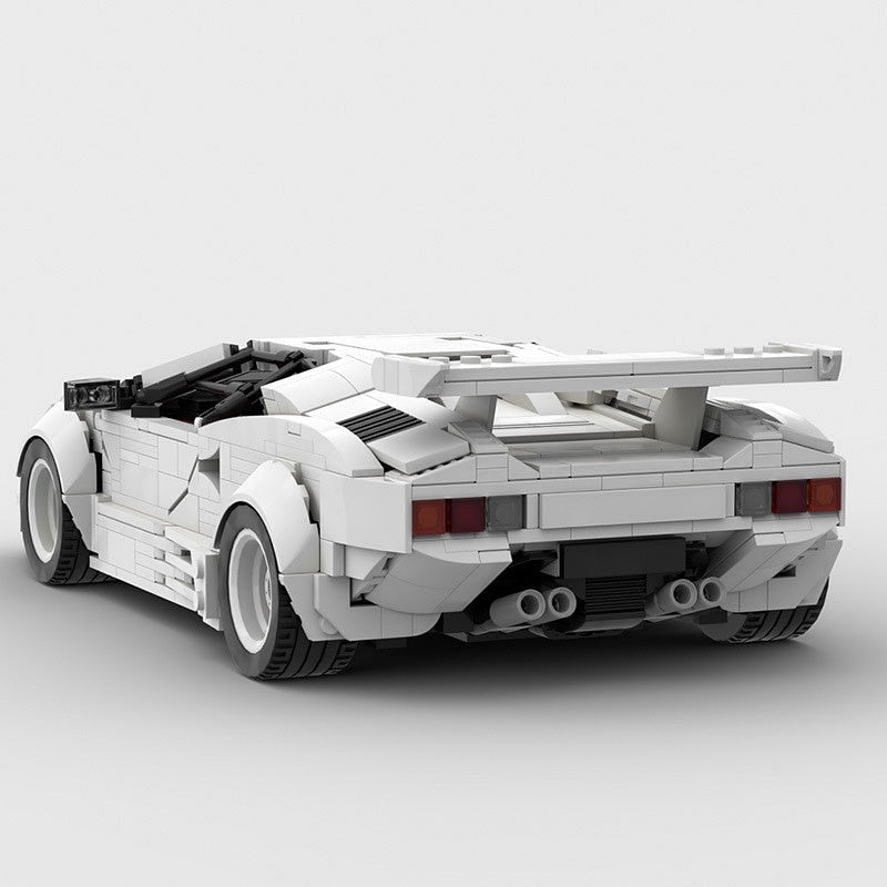 1980s Retro Wedge Supercar MOC Building Kit | 16-Studs Scissor Door Vehicle Model - 2