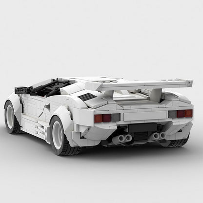 1980s Retro Wedge Supercar MOC Building Kit | 16-Studs Scissor Door Vehicle Model - 2