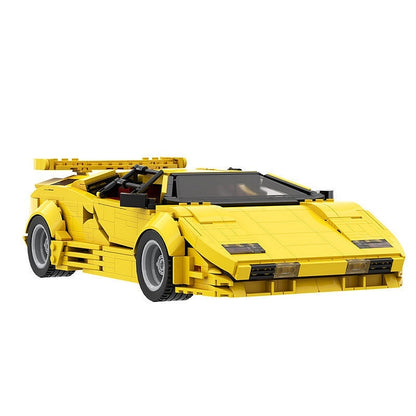1980s Retro Wedge Supercar MOC Building Kit | 16-Studs Scissor Door Vehicle Model - 8