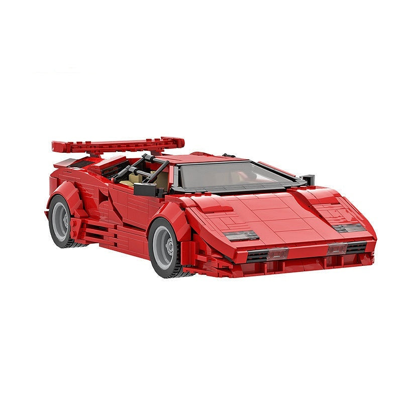 1980s Retro Wedge Supercar MOC Building Kit | 16-Studs Scissor Door Vehicle Model - 9