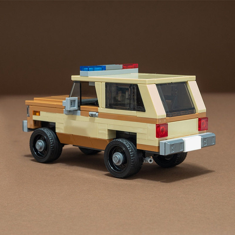 1980s Tan Police Off-Road SUV MOC Building Kit - 4