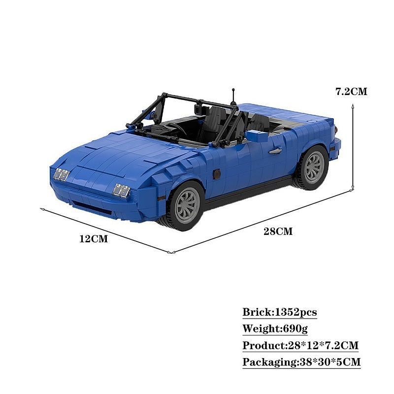 1989 Blue Japanese Roadster MOC Sports Car Building Kit - 4