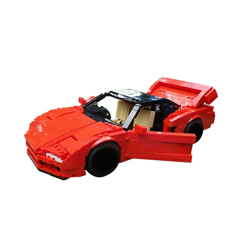 1990 Retro Japanese Red Sports Car MOC Building Kit - 3