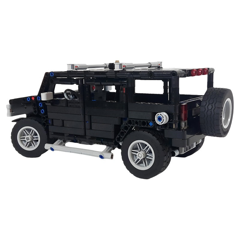 1:18 Black H2 Off-Road SUV MOC Building Kit - 5