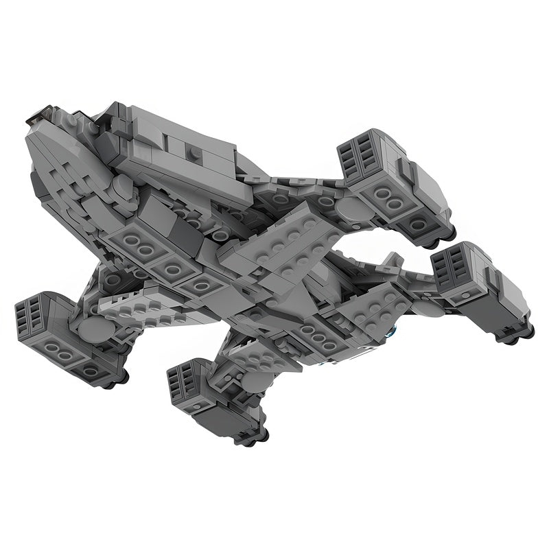 1:300 Orange-Gray Quad-Engine Heavy Assault Space Gunship MOC Building Kit - 2