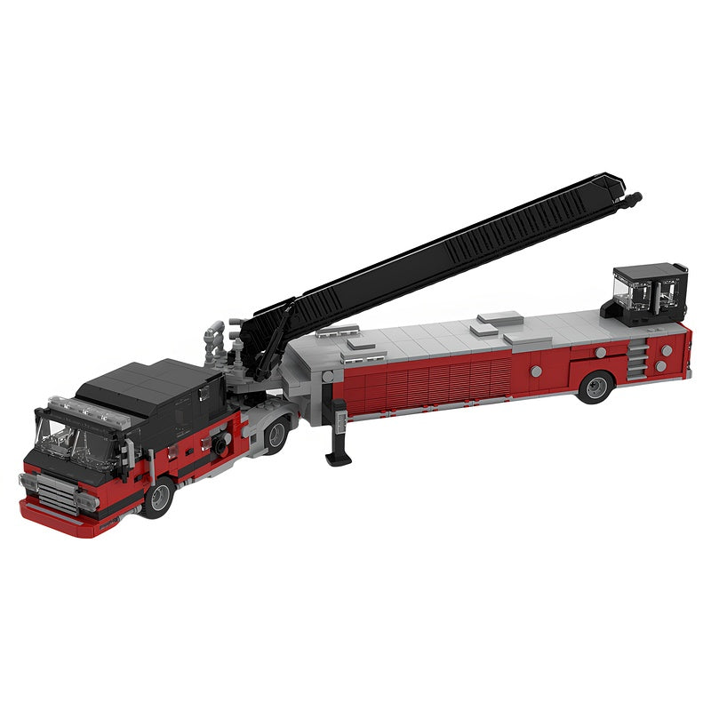 1:35 Heavy-Duty Tiller Aerial Ladder Fire Truck MOC Building Kit - 2