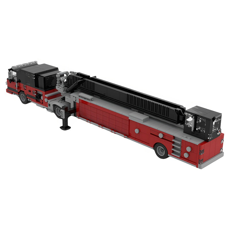 1:35 Heavy-Duty Tiller Aerial Ladder Fire Truck MOC Building Kit - 3