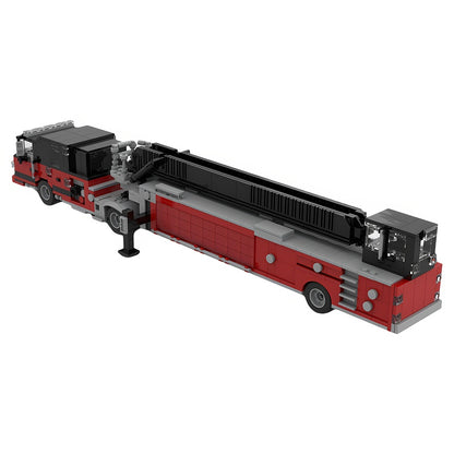 1:35 Heavy-Duty Tiller Aerial Ladder Fire Truck MOC Building Kit - 3