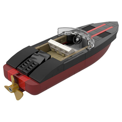 1:40 Black & Red Luxury Speedboat MOC Building Kit - 2