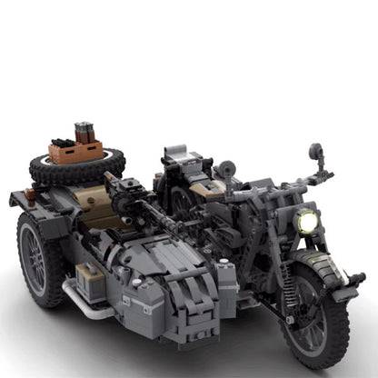 1:6 WWII R75 Military Sidecar Motorcycle MOC Building Kit - 1