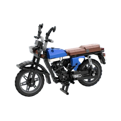 1:7 Blue & Brown CG 125 Classic Motorcycle MOC Building Kit - 1