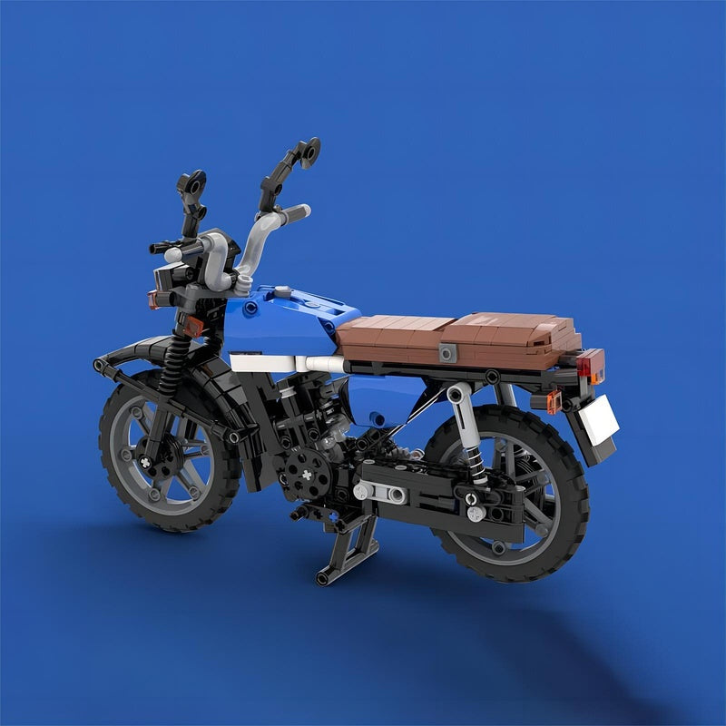 1:7 Blue & Brown CG 125 Classic Motorcycle MOC Building Kit - 2