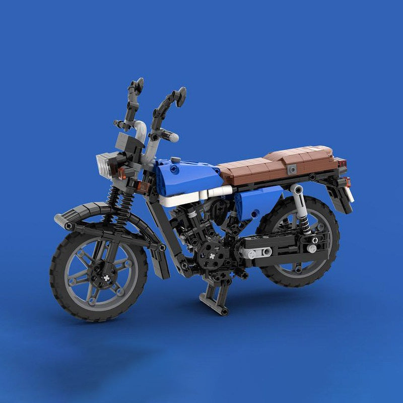 1:7 Blue & Brown CG 125 Classic Motorcycle MOC Building Kit - 5
