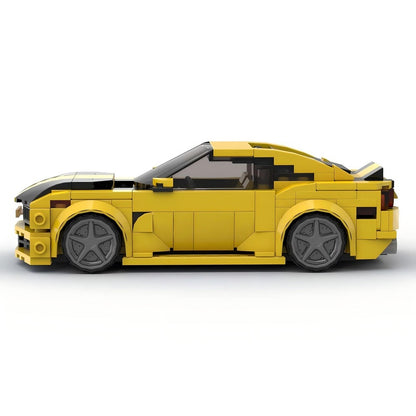 2010 SS Yellow American Muscle Sports Car Building Kit | 8-Wide LEGO-Compatible MOC - 2