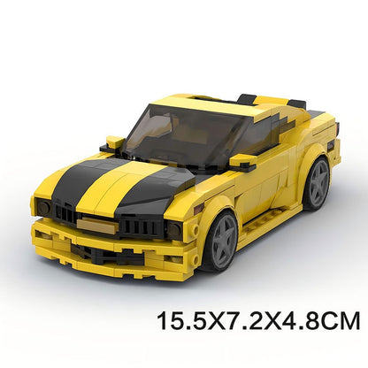 2010 SS Yellow American Muscle Sports Car Building Kit | 8-Wide LEGO-Compatible MOC - 5