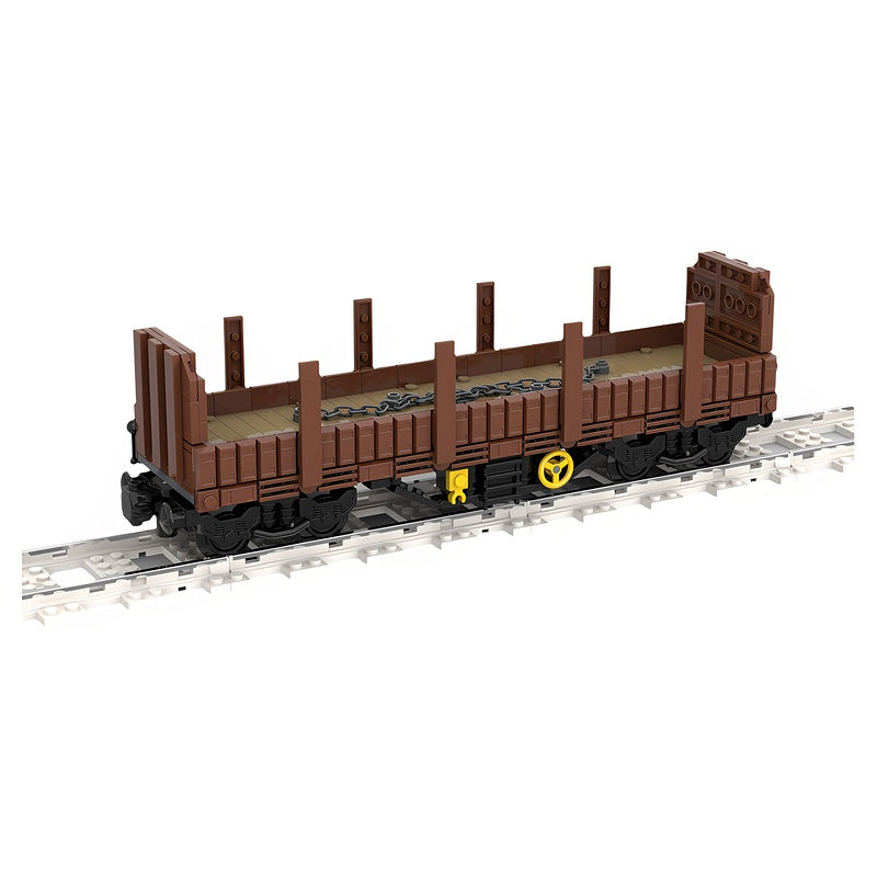 4-Axle Stake Freight Wagon MOC Building Kit - 1
