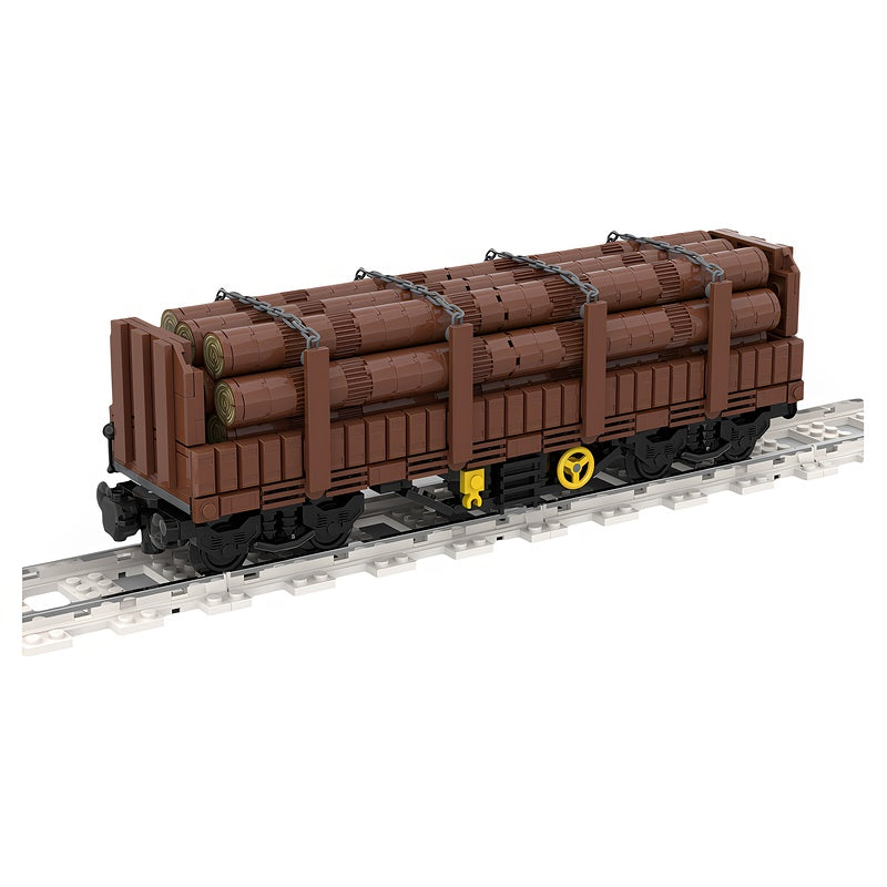 4-Axle Stake Freight Wagon MOC Building Kit - 4
