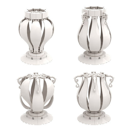 4 In 1 White Vase MOC Building Kit | Decorative Flower Display Model - 1