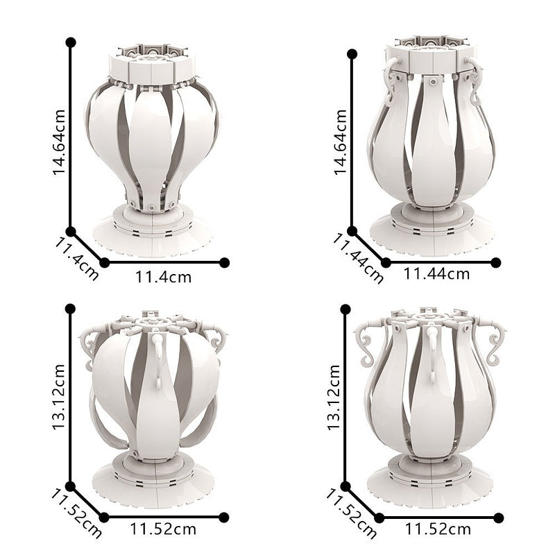 4 In 1 White Vase MOC Building Kit | Decorative Flower Display Model - 3