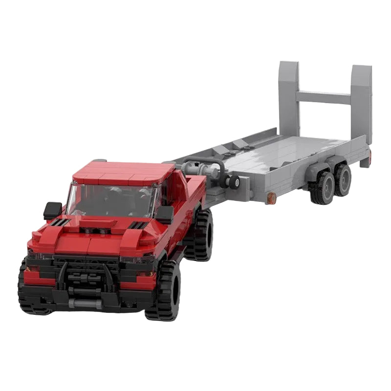 4x4 Off-Road Pickup Truck with Vehicle Trailer Building Kit | LEGO-Compatible MOC - 1
